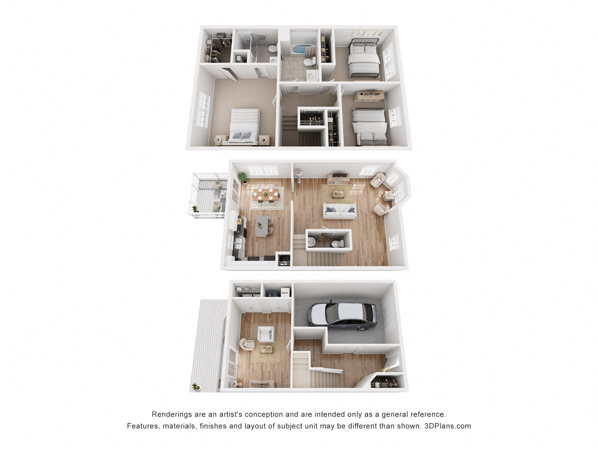 Floor plan for 3 beds, 2.5 baths, 1880 sqft